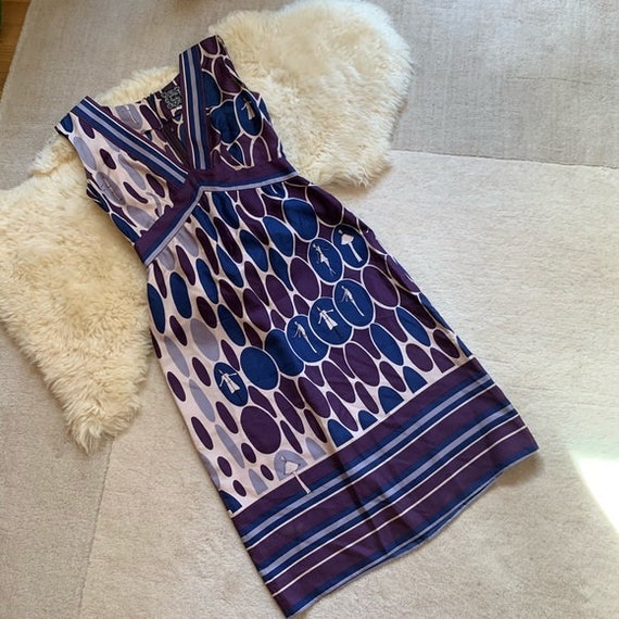 Vintage Cynthia Rowley Print Silk Sheath Dress
