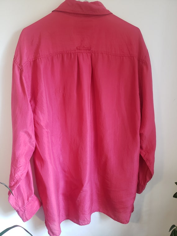 vintage 90s red silk button-up - image 2