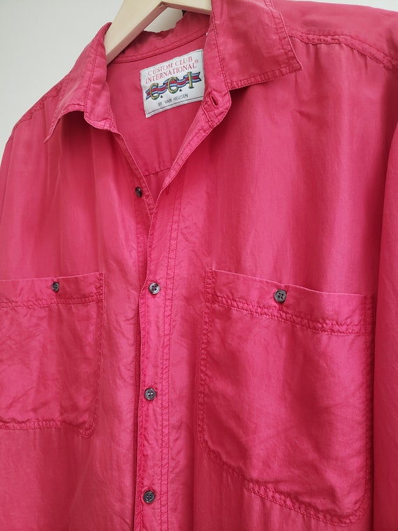 vintage 90s red silk button-up - image 3