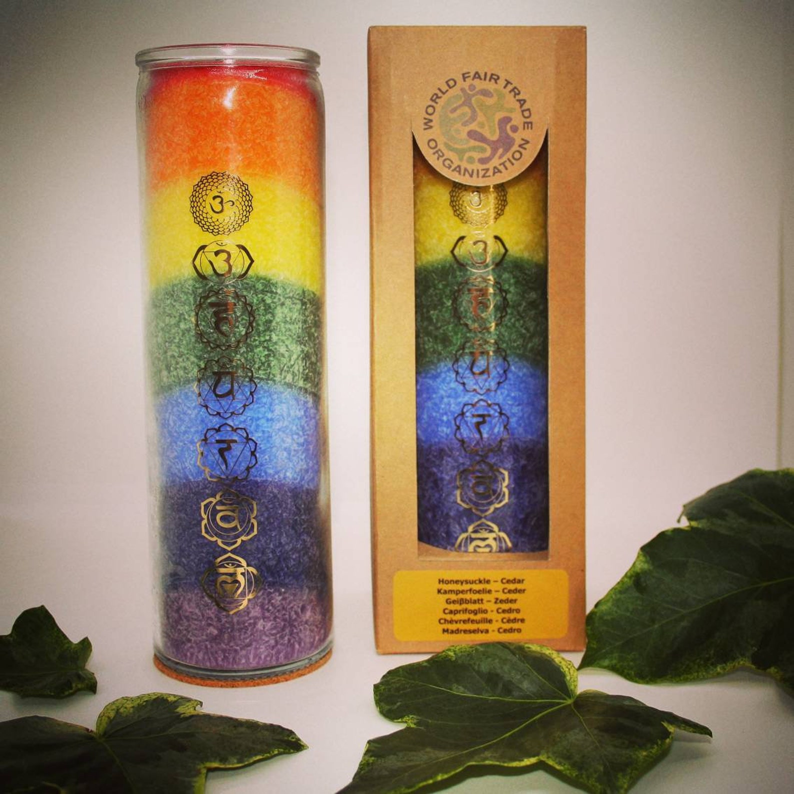 Chakra candle with essential oils Rainbow candle 7 Chakras Etsy