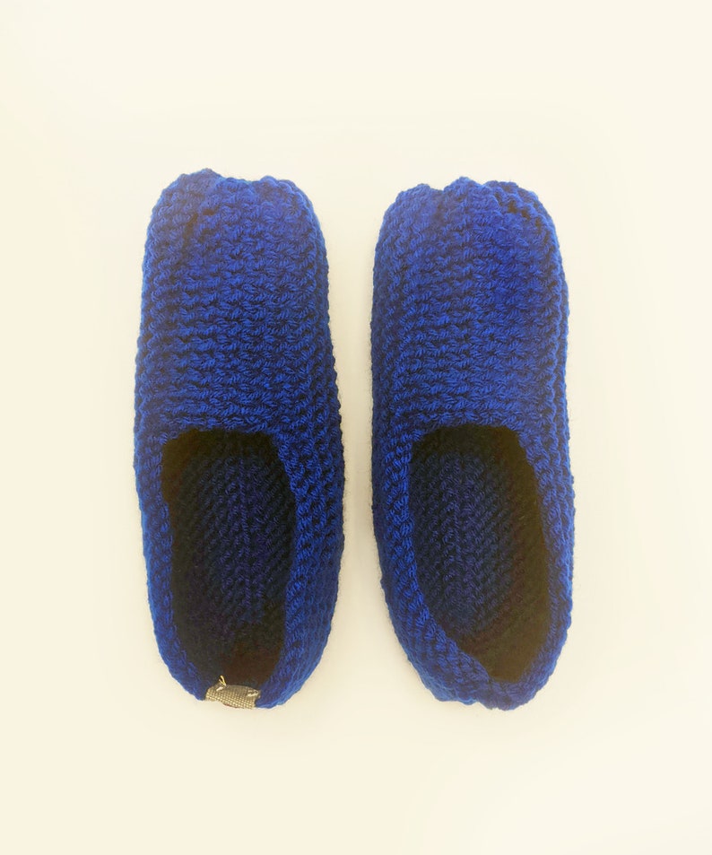 Knitted Slipper Socks Royal Blue