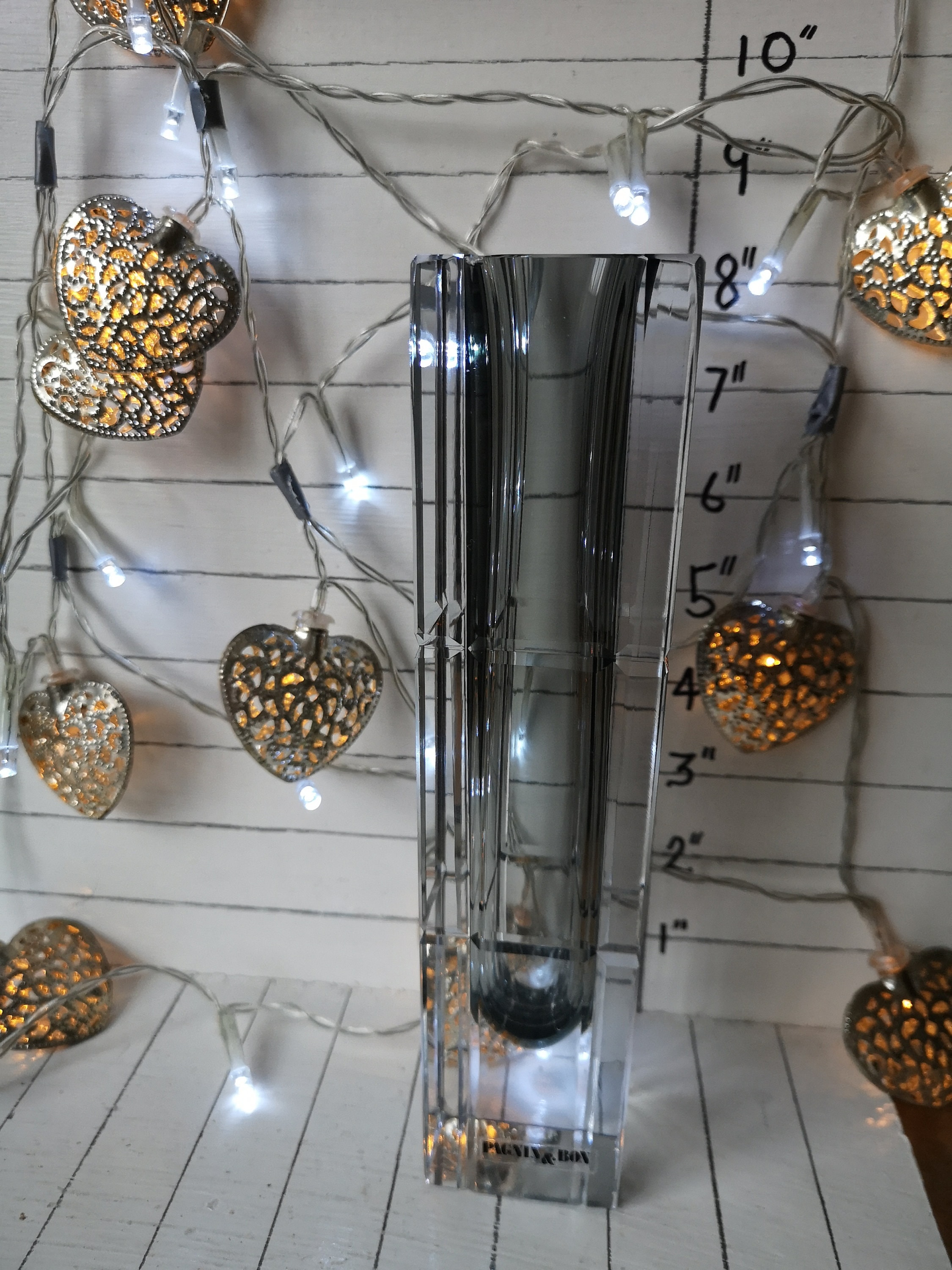 Pagin & Bon Murano Retro 1960s Grey and Clear Faceted Glass Vase 
