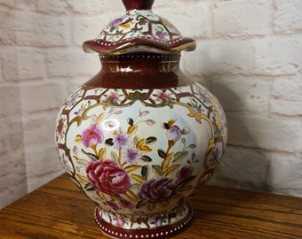 Beautiful 1950s Qianlong mark Chinese Lustre Ginger in pink lilac and gold enamelwork