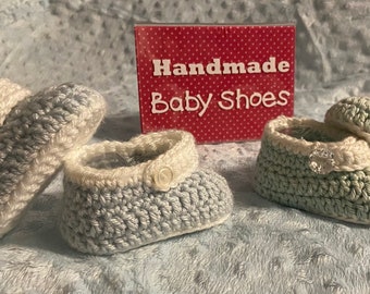 Crochet Upton baby booties: ~baby shoes. handmade baby booties, new baby gift, baby girl