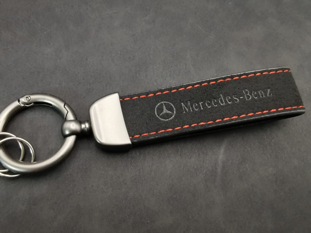 Mercedes Keychain Black Alcantara Car Accessory Personalized Etsy