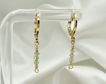 Peridot Huggie Hoops: August Birthstone Gold Earrings