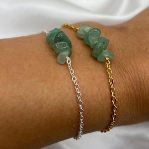 Aventurin Kristall Armband: Gold oder Silber Heilstein Fußkettchen