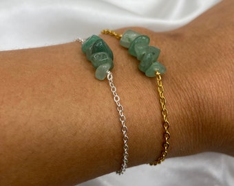 Aventurine Crystal Bracelet: Gold or Silver Healing Gemstone Anklet