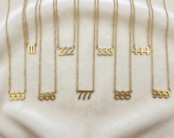 Ängelnummerhalsband i guld, rostfritt stål, numerologihänge, 111, 222, 333, 444, 777, 888, vattentäta andliga smycken, gåva