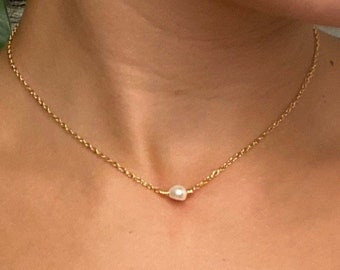 Collier de perles délicat Pendentif minimaliste Mariage demoiselles d'honneur Bijoux de tous les jours Cadeau Collier pour femme Pendentifs simples de perles d'eau douce