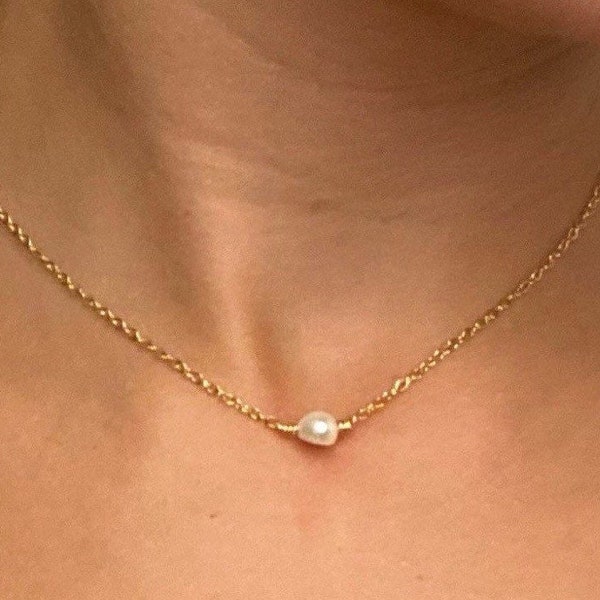 Dainty Pearl Necklace Minimalist Pendant Wedding Bridesmaids Everyday Jewellery Gift Woman’s Necklace Simple Fresh Water Pearl Pendants