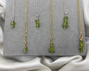 Dainty Peridot Healing Crystal Necklace Peridot gold Silver necklace crystal necklace August Birthstone necklace crystal necklace leo Virgo