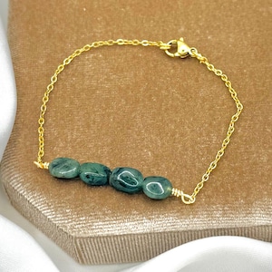 Dainty Emerald Gold Bracelet: May Birthstone, Gemstone Jewellery, Healing Crystal,