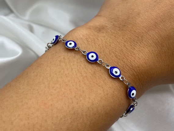 Bracelet evil eye oeil bleu - argent