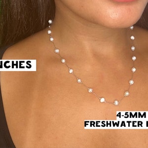 Silver Pearl Nekclace Stainless Steel Silver Plated Freshwater Pearl Choker Chain Beads Jewellery 14 16 18 image 4