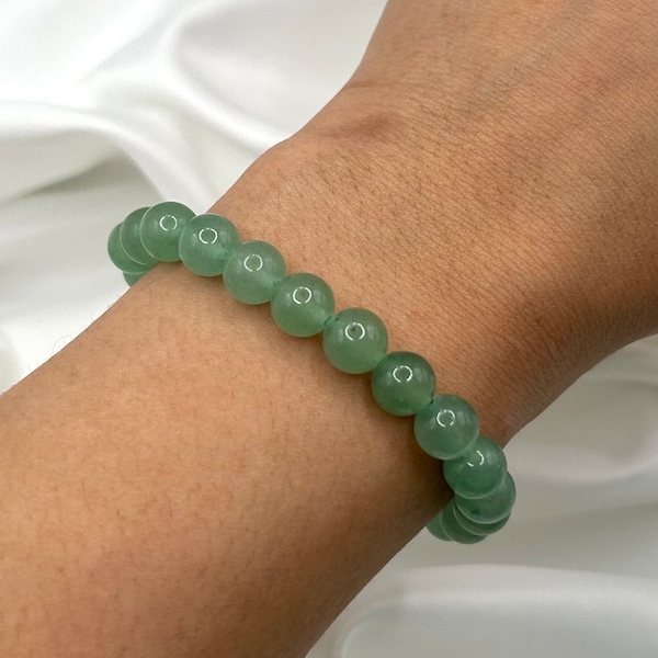 Green Aventurine Beaded Bracelet Genuine Crystal Healing Chunky Gemstone gift for her Natural Stone abundance prosperity Stretch Bracelet