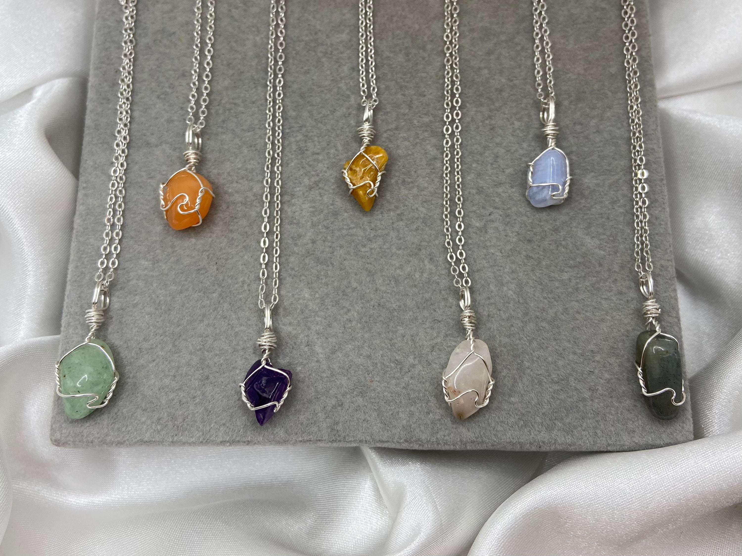 Mini Silver Crystal Necklace Healing Boho Charm Amethyst Rose Etsy UK