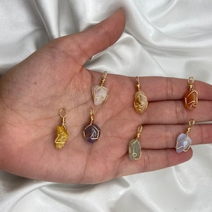 Dainty Healing Crystal Necklaces Gold Boho Amethyst Rose Quartz Green Aventurine Blue Lace Agate Citrine Natural Stone Wire Wrap Pendant zdjęcie 5