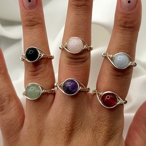 Handmade Silver Wire Wrapped Crystal Ring: Gemstone Jewelry