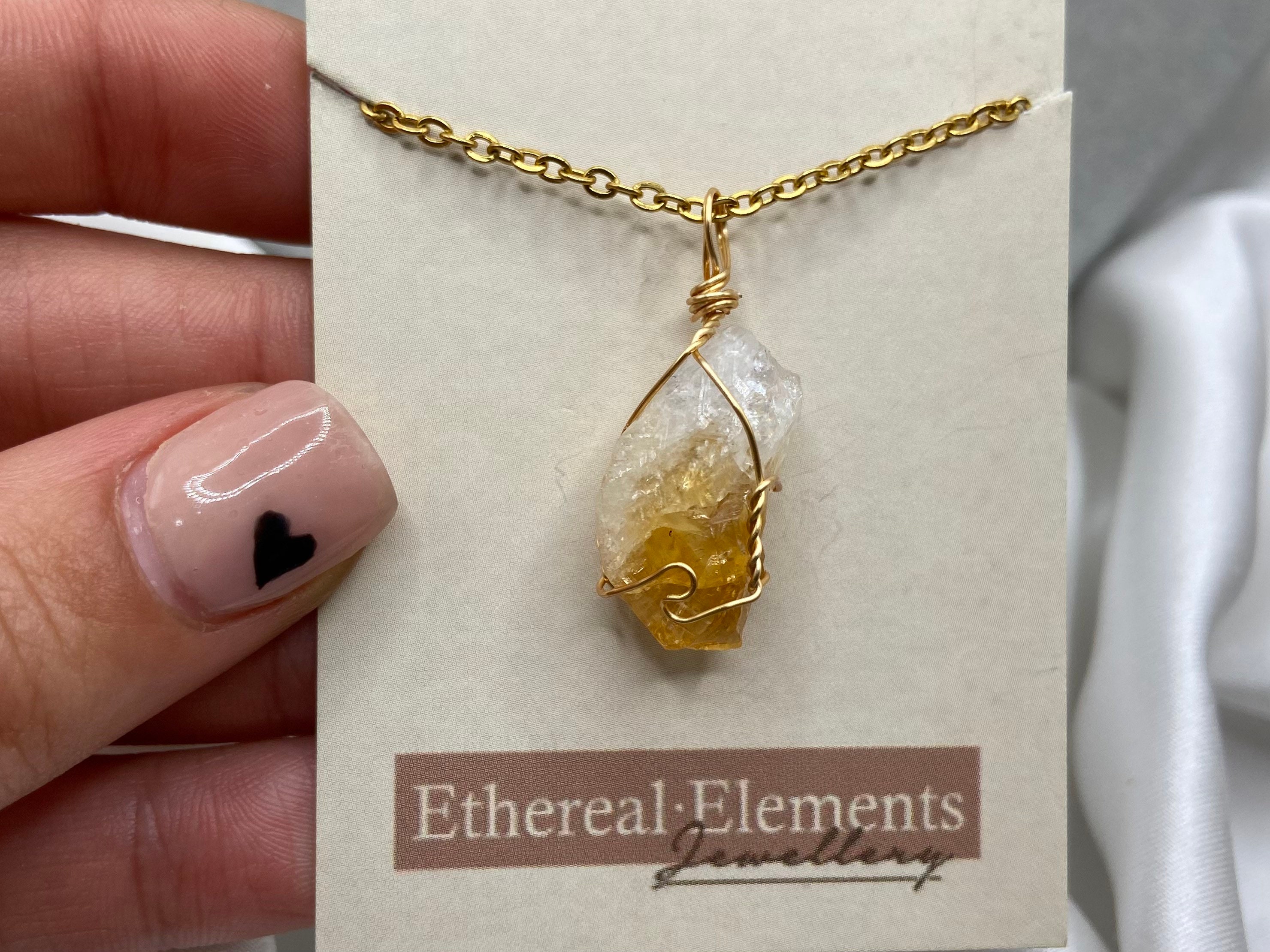 COLLANA CON CIONDOLO Citrino Punta Grezza Cristallo Pietra - Foto 9