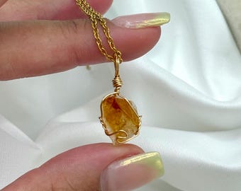 Joy & Positvity Crystal Necklace - Gold Citrine Jewellery Stainless Steel, November Birthstone