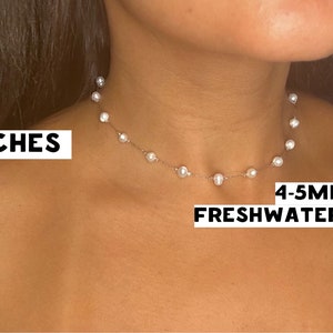 Silver Pearl Nekclace Stainless Steel Silver Plated Freshwater Pearl Choker Chain Beads Jewellery 14 16 18 image 2