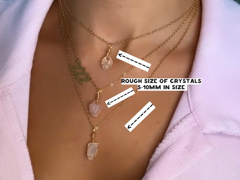 Dainty Healing Crystal Necklaces Gold Boho Amethyst Rose Quartz Green Aventurine Blue Lace Agate Citrine Natural Stone Wire Wrap Pendant zdjęcie 7