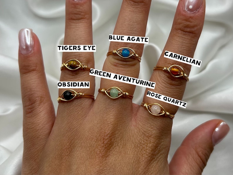 Gold Rings Labelled Handmade Gold Wire Wrapped Crystal Ring: Aventurine, Rose Quartz - Etsy UK