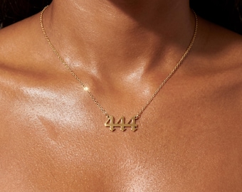 Angel Number Necklace: Gold Stainless Steel Numerology Pendant