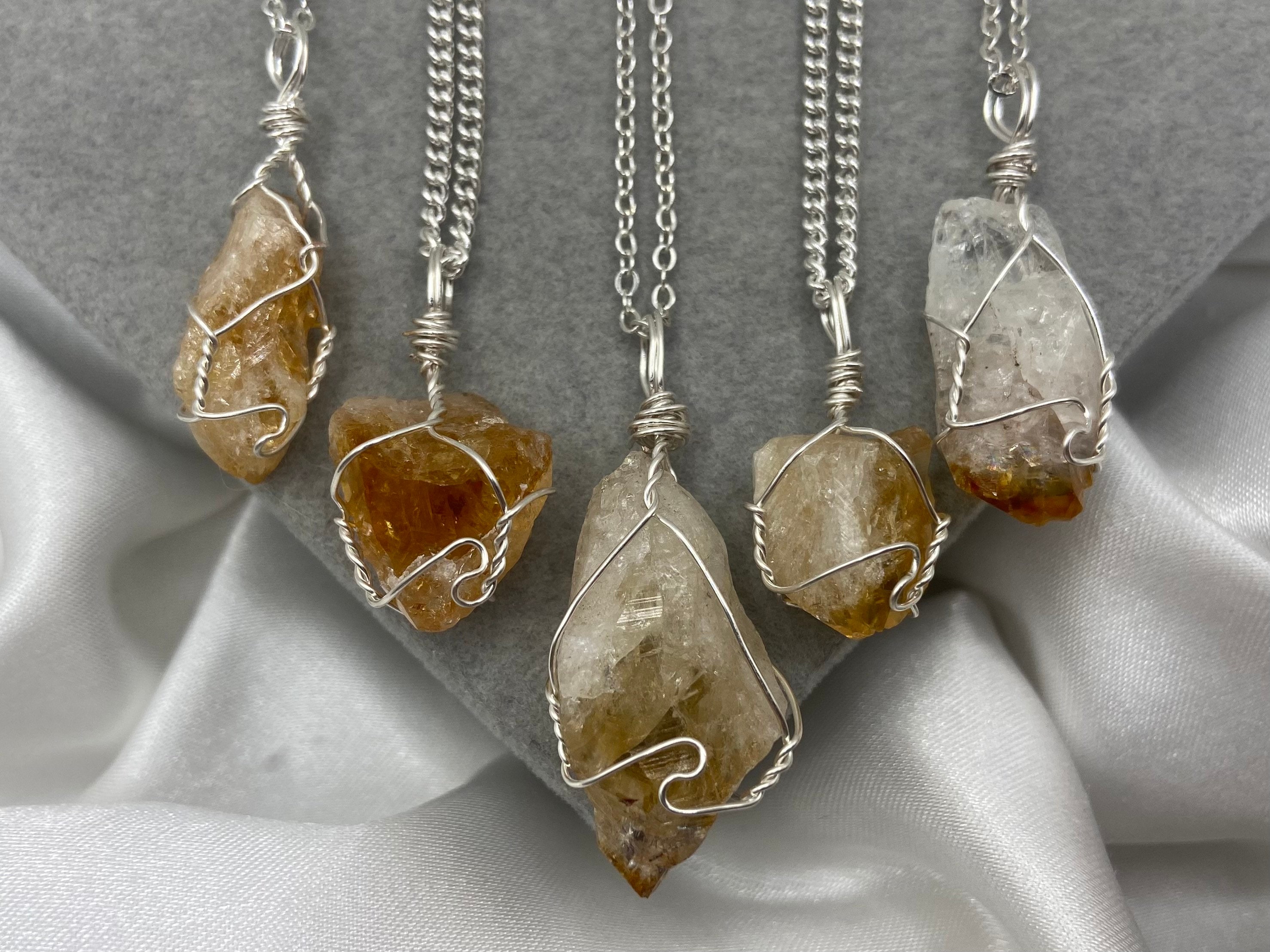 Citrine Crystal Point Necklace Wire wrapped Necklaces Healing