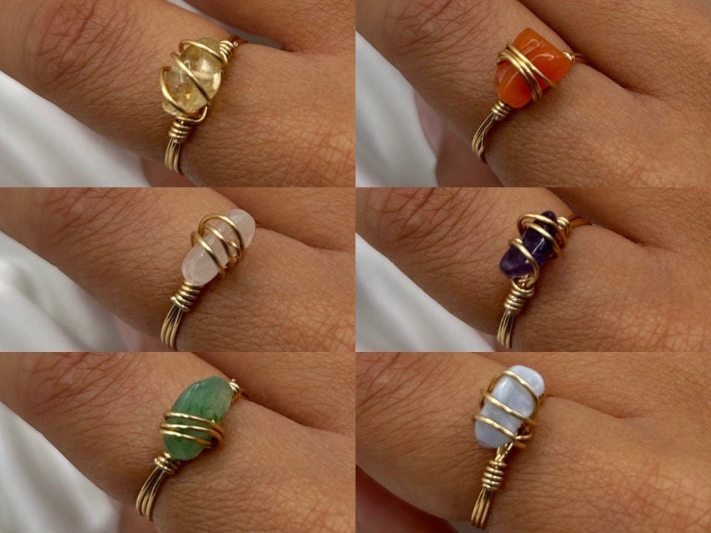 FINGERINSPIRE 6Pcs Bague Réglable En Fil D'Or Enveloppé Bague