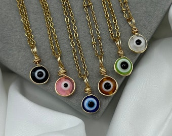 Evil Eye Necklace, Eye Pendant Chain, Gold Evil Eye Necklaces, Dainty Evil Eye,Nazar Necklace, Gifts for Her, Bridesmaid gifts, Gift for Her