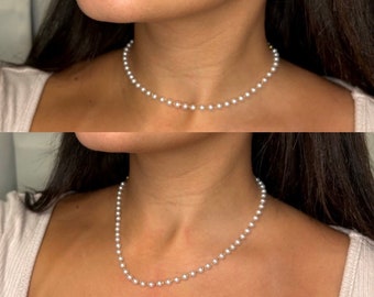 Dainty Gold Pearl Necklace, Multiple Pearl Necklace, Jewelry Tiny Pearls  Choker Bridesmaid Gift Wedding Bridal Jewellery