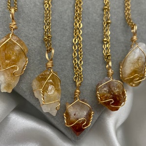 Healing Crystal Citrine Necklace, Raw Point Pemdant, Natural Gemstone, Gold Tarnish Resistant, November Birthstone, Summer Handmade Jewelry