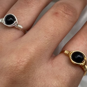 Obsidian Heilstein Ringe Silber Gold Draht Gewickelt Heilkristall Handgemachte Draht Ringe