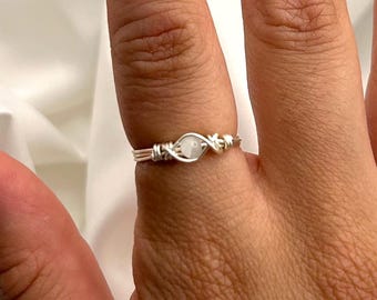 Clear Quartz Ring: Silver Wire Wrapped Crystal, Handmade Jewelry
