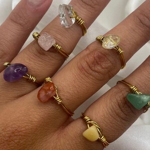 Crystal Ring Custom Dainty Handmade Wire Wrapped Unique Gemstone Boho Rings For Women Hippie Jewellery Amethyst Rose Quartz