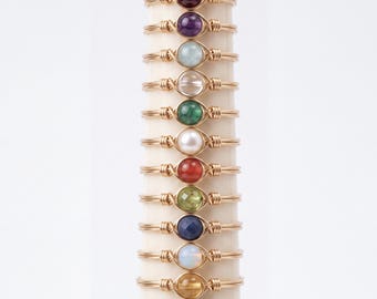 Handmade Birthstone Rings Gold Healing Crystal Ring: Tarnish Free, August Birthstone, September Birthstone