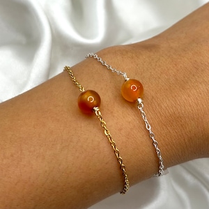 Dainty Carnelian Healing Crystal Bracelet Silver Gold Boho Carnelian Natural Gemstone Friendship Bracelet Wire Wrap Hippie