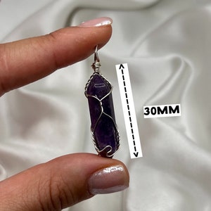 Amethyst Crystal Point Necklace, Healing Crystal Pendant, Silver Cable Curb Chain, Handmade Jewellery Gemstone Jewellery Gift Natural image 5