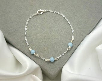 Aquamarine Bracelet: March Birthstone, Healing Crystal Jewelry