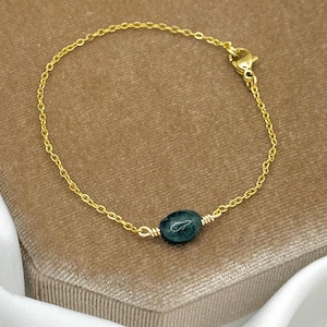 Dainty Emerald Bracelet: Gold May Birthstone Healing Crystal Jewellery