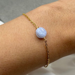 Healing Kristall Blaue Spitze Achat Armband Gold Zierliche Perlen Freundschaft Bester Freund Schmuck Einfaches minimalistisches jeden Tag handgemachtes Geschenk