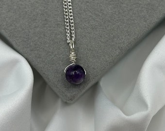 Amethyst Silver Healing Crystal Necklaces Natural Stone Wire Wrapped Gemstone Dainty Pendant Handmade Jewellery Best Selling Items Gift