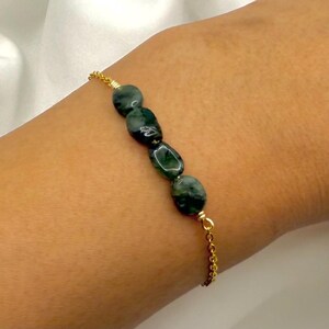 Dainty Emerald Gold Bracelet: May Birthstone, Gemstone Jewellery, Crystal Jewelry, Healing Crystal Bracelet,