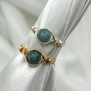 Aquamarine Crystal Rings March Birthstone Wire Wrapped Gold Silver Healing Crystal Dainty Gemstone Unique Natural Stone Handmade Jewellery