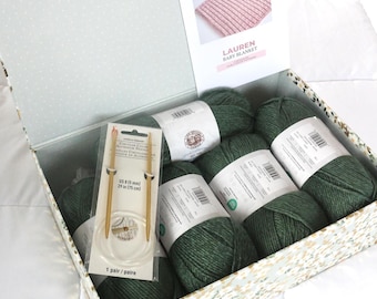 Complete Baby Blanket Knitting Kit | Blanket Pattern + Yarn | Easy Starter Pack | Baby Keepsake Gift | DIY Nursery Blanket | New Mom Gift
