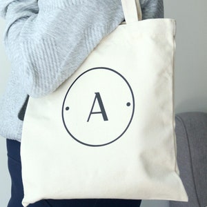 Monogram Canvas Tote Bag for Knitting Supplies Storage Personalized Gift for Crafter Made to Order Customizable Tote 100% Cotton Canvas Bag