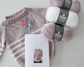 Baby Sweater Knitting Kit with Circular Needles | Supplies Included |  Beginner Knitting Project | Gift for Knitter