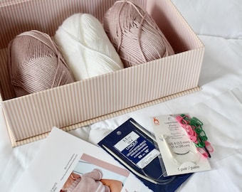 Complete Baby Sweater Knitting Kit | Sweater Pattern + Yarn | Easy Starter Pack | Baby Keepsake Gift | DIY Nursery Decor | New Mom Gift